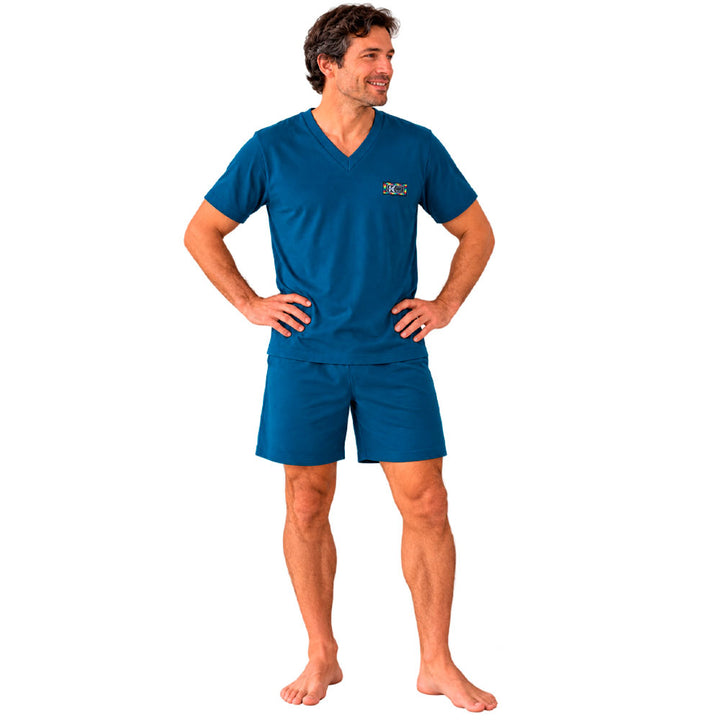 Pijama Corto Adulto 2 Piezas | Tallas S a XL | Colores Lisos Cuello V | Pijamas Nabil