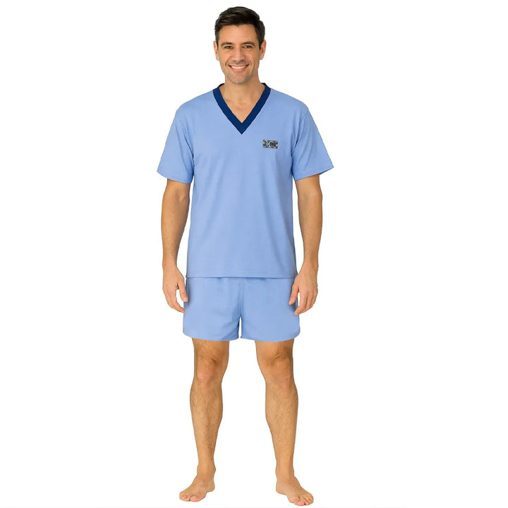 pijama de algodon adulto dos piezas short media manga