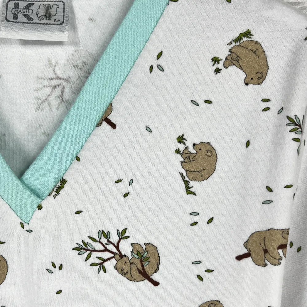 Pijama Infantil de Algodón 2 Piezas Corto | Estampado Ositos Rama | Pijamas Nabil