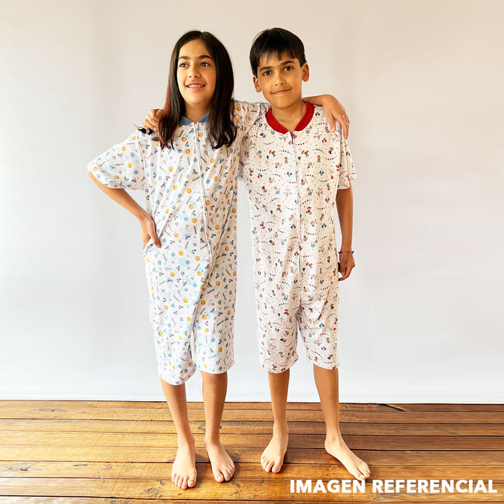 Pijama Infantil - Enterito de Algodón Corto - Deporte (Tallas 4 a 10)