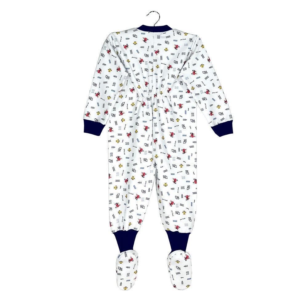 Enterito Franela Algodón Infantil | 2 a 12 | Estampado Bomberos | Pijamas Nabil