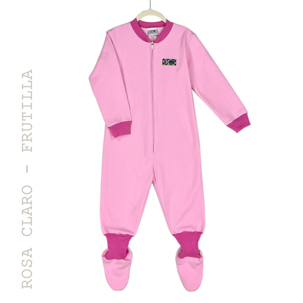 enterito franela infantil niño niña con patitas chile rosado