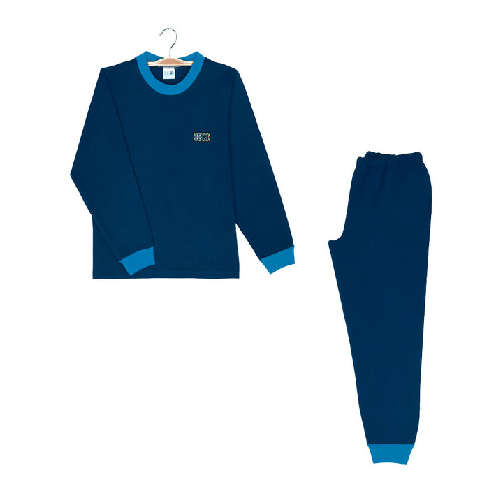 Pijama Infantil - Algodón 2 piezas largo - Azul Petróleo (Tallas 10 y 12)