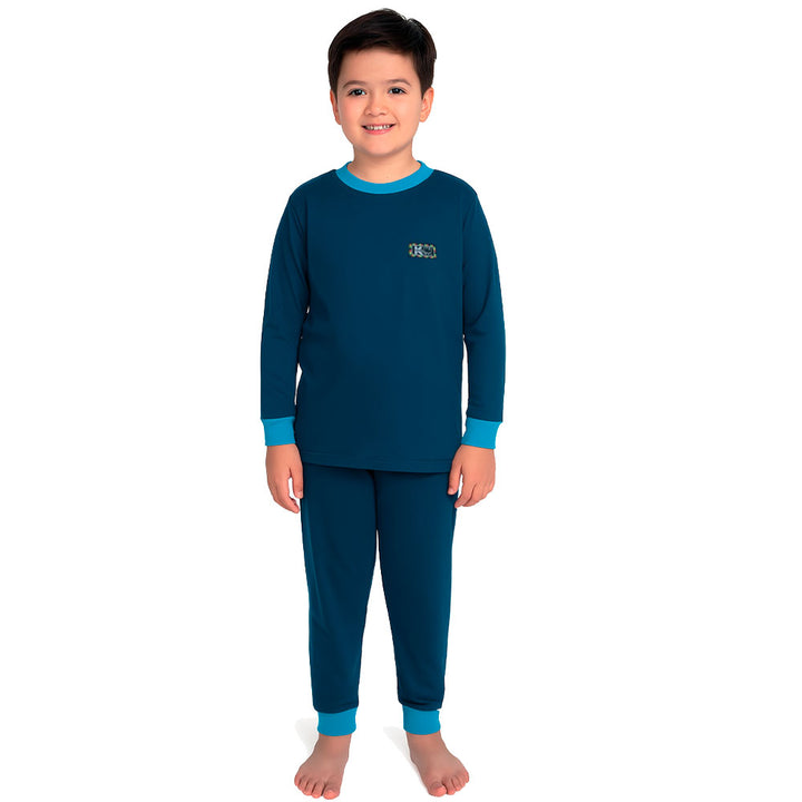 Pijama Infantil de Algodón (2 piezas) AZUL PETRÓLEO (Tallas 10 y 12)