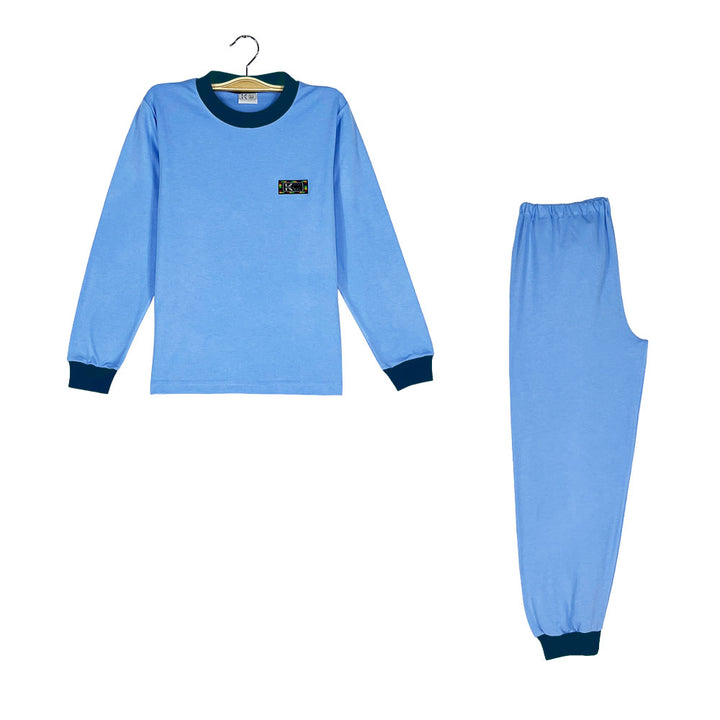 Pijama Infantil - Algodón 2 piezas largo - Celeste (Tallas 10 y 12)