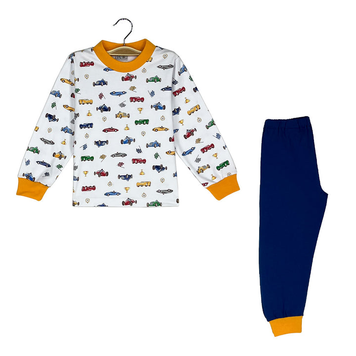 Pijama Infantil - Algodón 2 piezas largo - Autos de Carrera (Tallas 2 a 10)