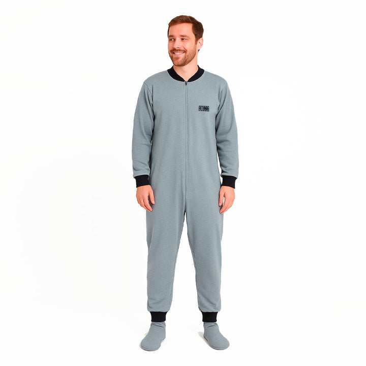 Pijama Adulto Algodón (Enterito) GRIS CHISPITA (Tallas 14 a 18)