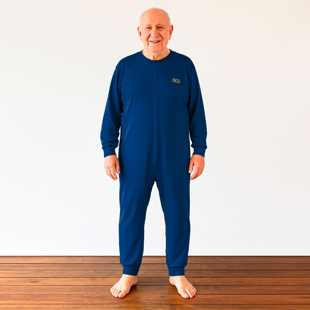 Pijama Cuidado asistido 2 cierres - Algodón Azul Marino