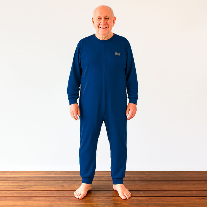 Pijama Cuidado asistido 2 cierres - Algodón Azul Marino