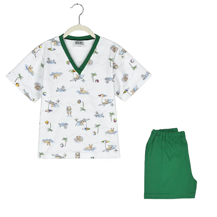 Pijama Infantil de Algodón 2 Piezas Corto | Estampado Perritos | Pijamas Nabil