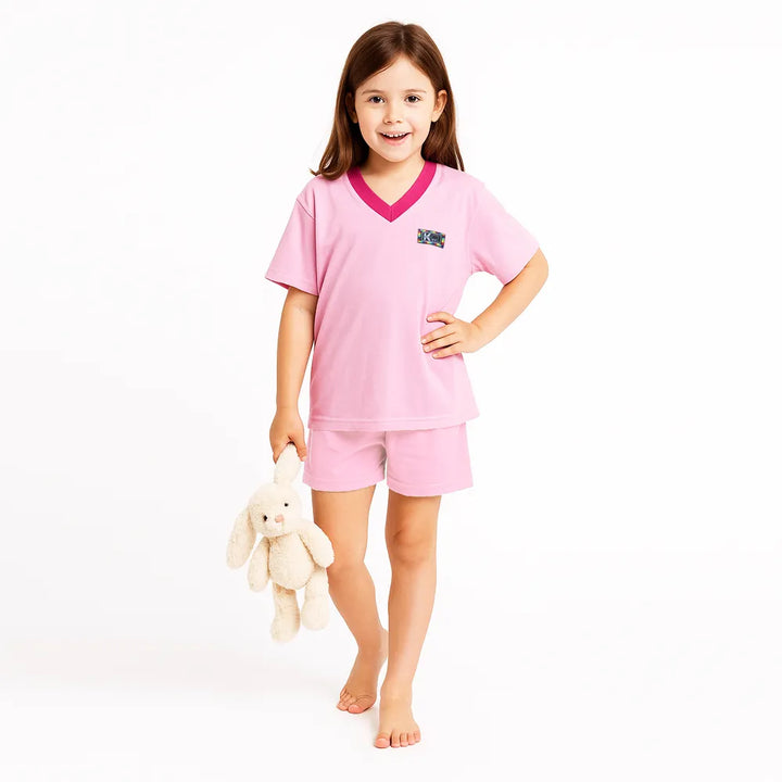 Pijama Infantil - Algodón 2 piezas Corto - Rosado (Tallas 10 a 12)