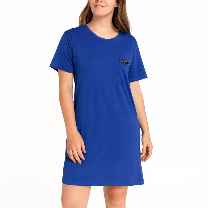 Pijama mujer | Polera Larga de Algodón con Bolsillo | Azul Petróleo | Pijamas Nabil