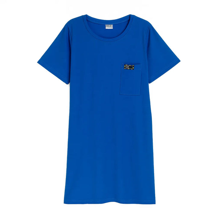 Pijama mujer | Polera Larga de Algodón con Bolsillo | Azul Petróleo | Pijamas Nabil