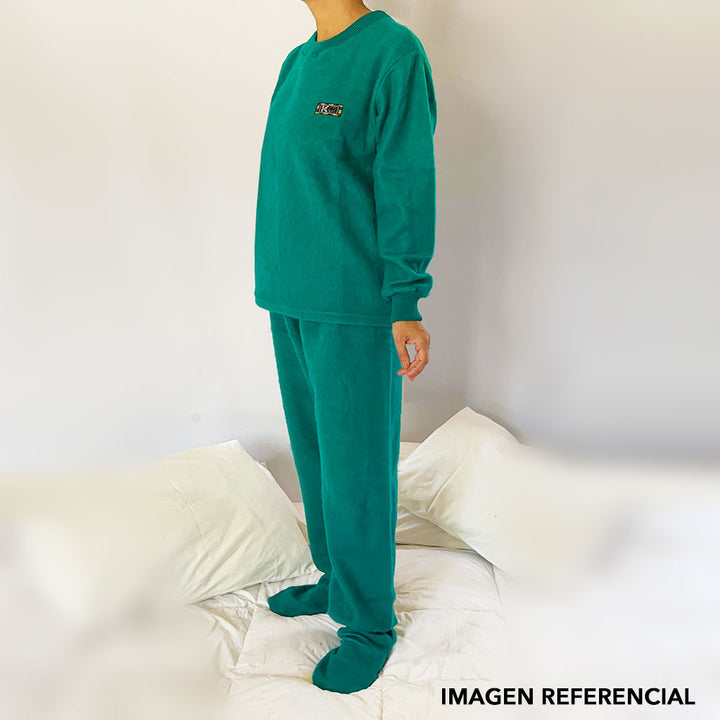 Pijama Adulto - 2 piezas Térmico con patitas - Verde Esmeralda (Tallas S-M-L)