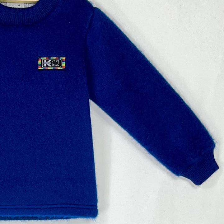 Pijama Infantil - 2 piezas Térmico con patitas - Azul Francia (Tallas 2 a 12)