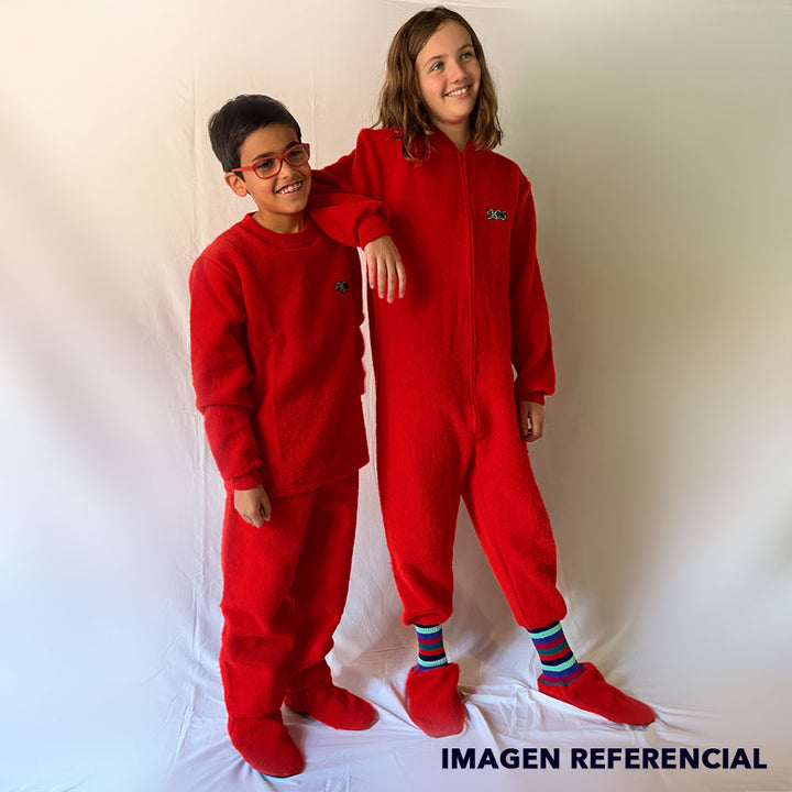 Pijama Infantil - 2 piezas Térmico con patitas - Rojo (Tallas 2 a 12)