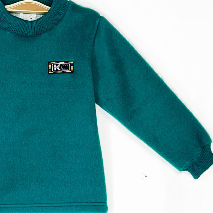 Pijama Infantil - 2 piezas Térmico con patitas - Verde Esmeralda (Tallas 2 a 12)