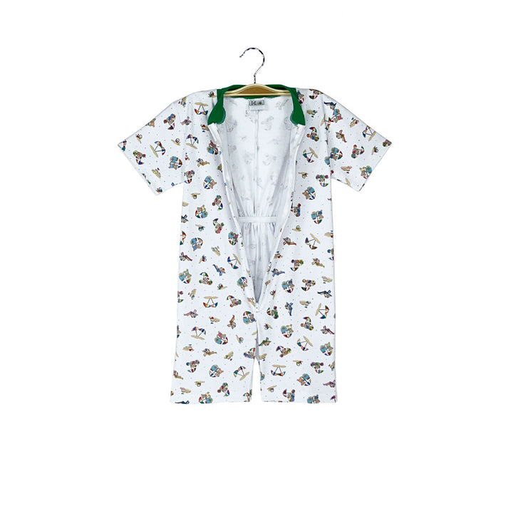 Pijama Infantil - Enterito de Algodón Corto - Ositos Playeros (Tallas 4 a 10)