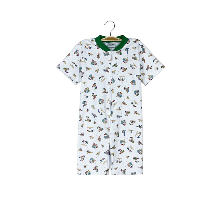 Pijama Infantil - Enterito de Algodón Corto - Ositos Playeros (Tallas 4 a 10)