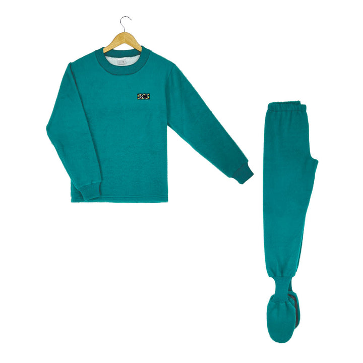 Pijama Adulto - 2 piezas Térmico con patitas - Verde Esmeralda (Tallas S-M-L)